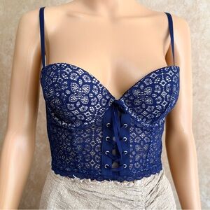 Victoria's Secret Blue Lace-Up Bra